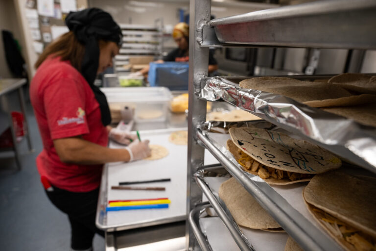 Employees or the Northwest Elementary School prepares lunch for students, Lebanon, Pa., Oct.. 17, 2024.