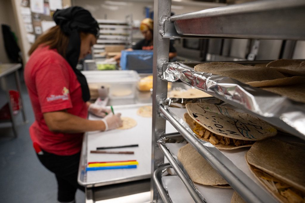 Employees or the Northwest Elementary School prepares lunch for students, Lebanon, Pa., Oct.. 17, 2024.